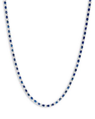 Bloomingdale's Fine Collection Sapphire & Diamond Tennis Necklace in 14K White Gold, 17