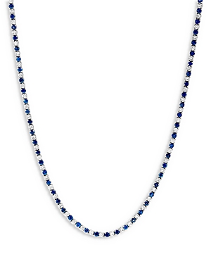 Bloomingdale's Sapphire & Diamond Tennis Necklace in 14K White Gold, 17