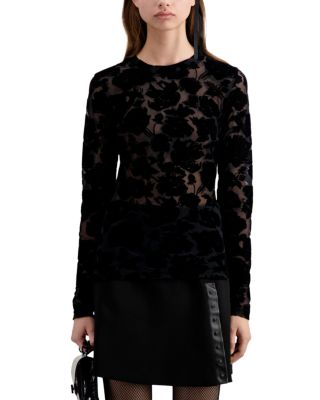 The Kooples - Floral Velvet Fitted Top