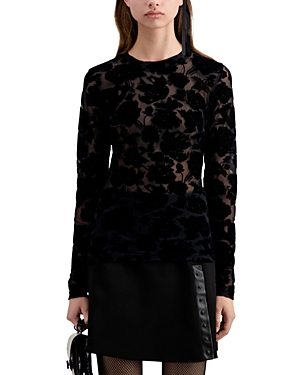The Kooples Floral Velvet Fitted Top