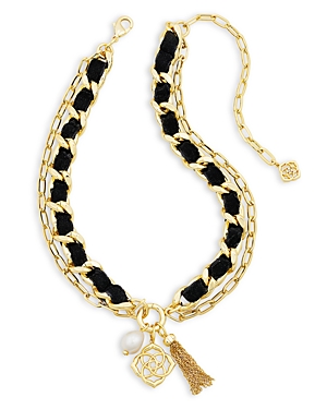 Kendra Scott Everleigh Velvet Double Chain Necklace, 1418 In Gold/black