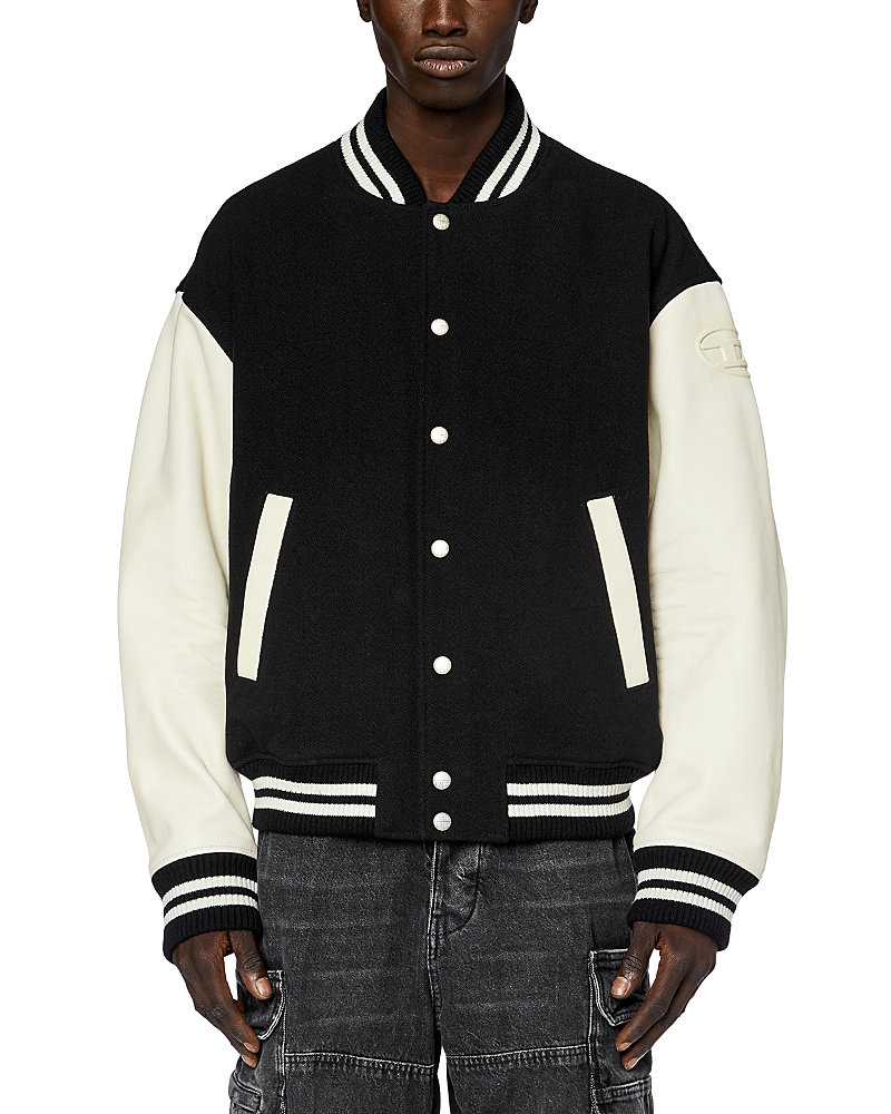 Diesel L-franz Colour-block Bomber Jacket In Deep Black