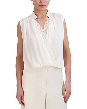 Woven Lace Detail Sleeveless Blouse
