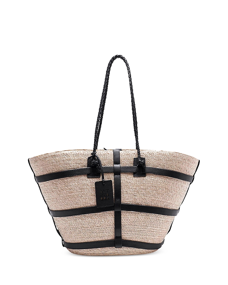 Altuzarra Large Watermill Woven Palm Tote In Natural/black