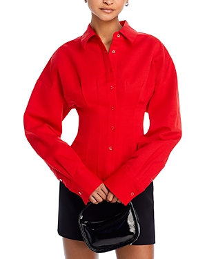 Shop Staud Ophelia Dolman Sleeve Shirt In Poinsettia