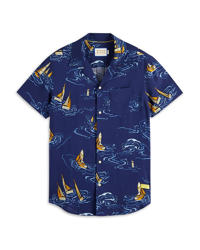 Scotch & Soda Printed Short Sleeve Button Front Camp Shirt | Bloomingdale's