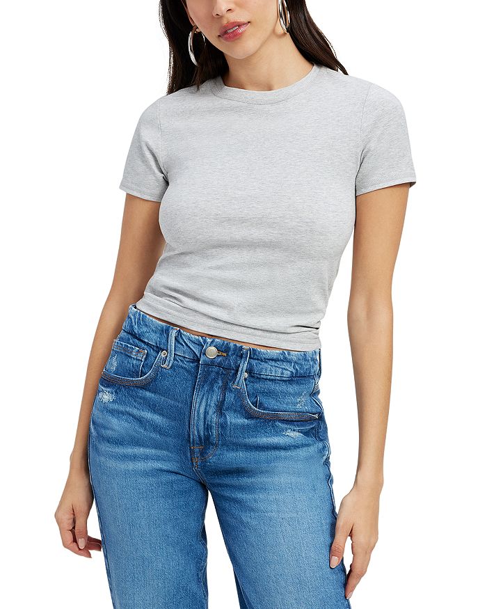 Shop Good American Cropped Baby Tee In Fatigue 