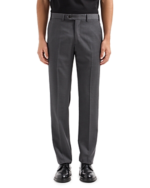 Shop Emporio Armani Virgin Wool Natural Stretch Trousers In Gray