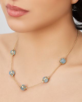 18K Yellow Gold Prisma Aquamarine Crossover Collar Necklace, 16-18&amp;quot;