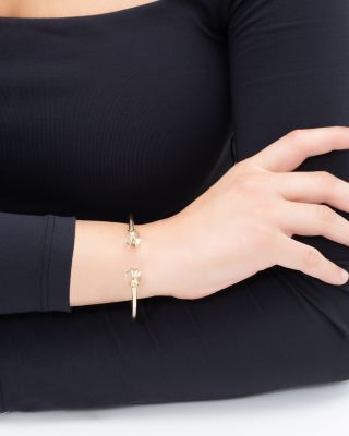 18K Yellow Gold Prisma Crystal Quartz Bangle Bracelet