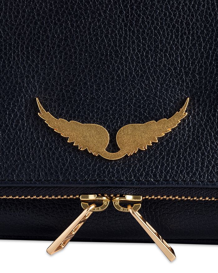 Shop Zadig & Voltaire Rock Leather Shoulder Bag In Ink/gold