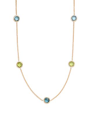Bloomingdale's Fine Collection Swiss Blue Topaz, London Blue Topaz, and Peridot Station Collar Necklace in 14K Yellow Gold, 18