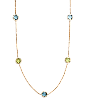 Bloomingdale's Swiss Blue Topaz, London Blue Topaz, and Peridot Station Collar Necklace in 14K Yello
