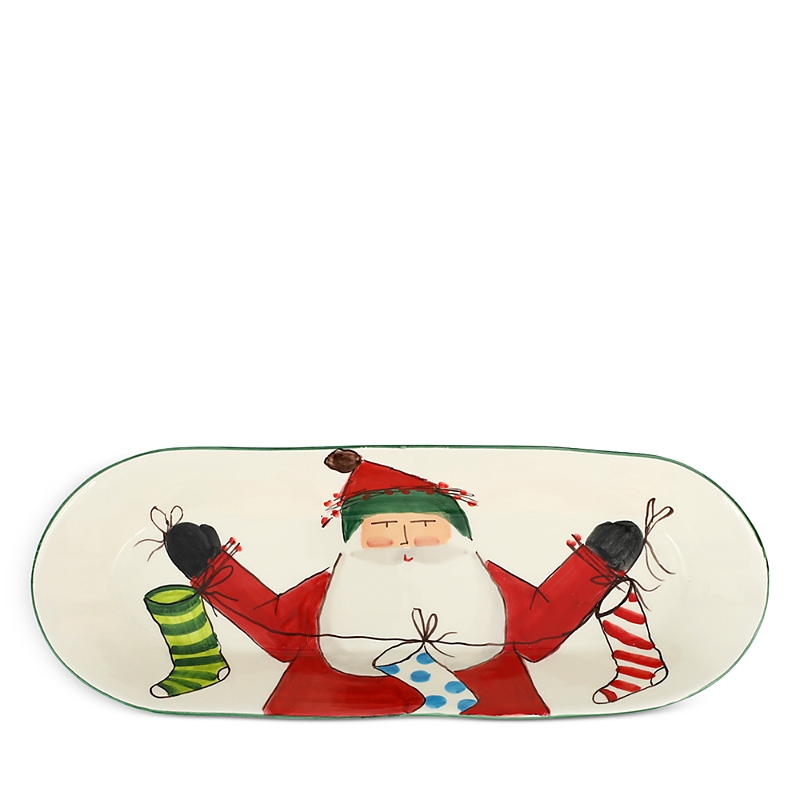 Vietri Old St. Nick Bread Server With Stockings In Multi