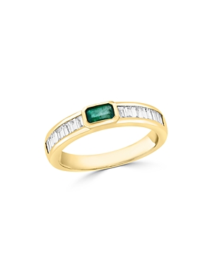 Bloomingdale's Emerald And Diamond Ring In 14k Yellow Gold - 100% Exclusive In Green/gold
