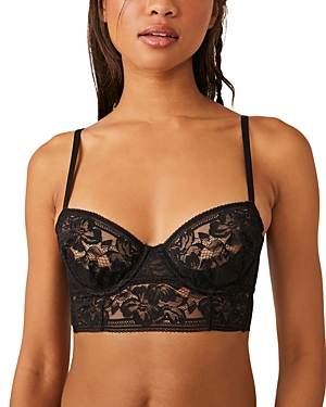 Shop Free People Sorento Demi Lace Longline Underwire Bra In Black