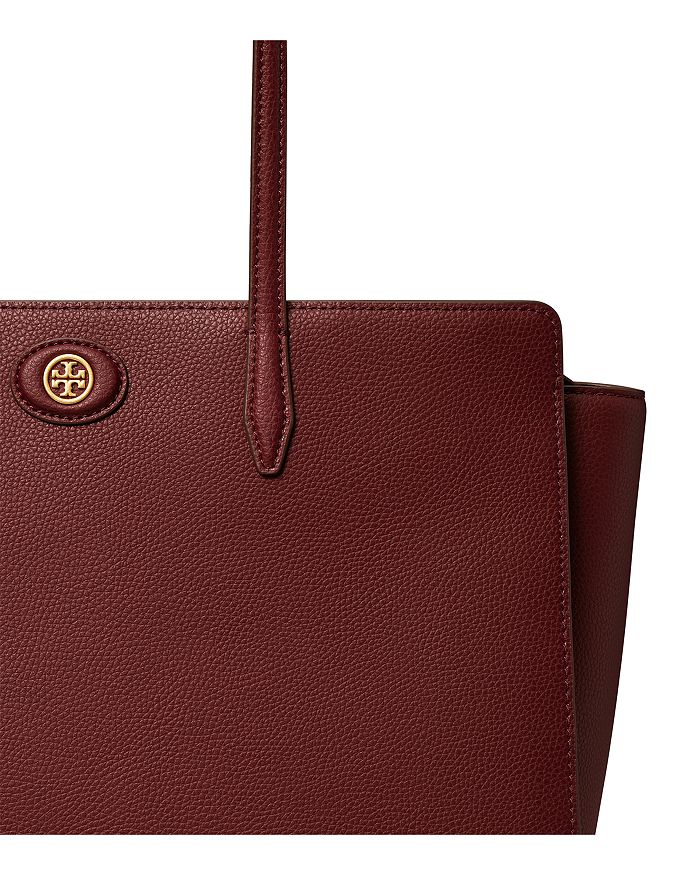 Shop Tory Burch Robinson Pebbled Leather Medium Tote In Claret/gold