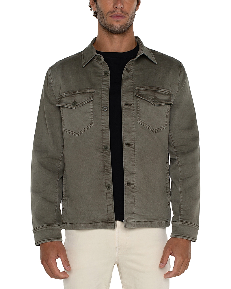 Liverpool Los Angeles Stretch Cotton Blend Overshirt In Green
