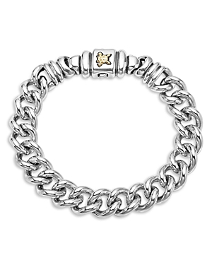 Men's 18K Yellow Gold & Sterling Silver Anthem Krunch Crest Curb Link Bracelet - 100% Exclusive