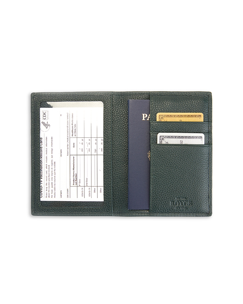 Royce New York Royce Rfid Blocking Vaccine Card Travel Wallet In Dark Green