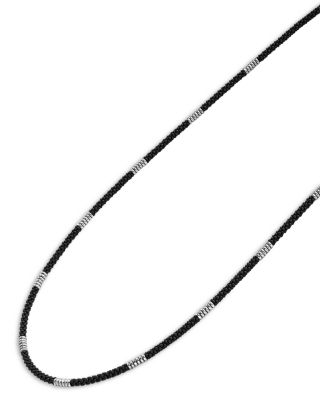 Men's Sterling Silver Anthem Black Ceramic Station Necklace, 20" - Exclusive