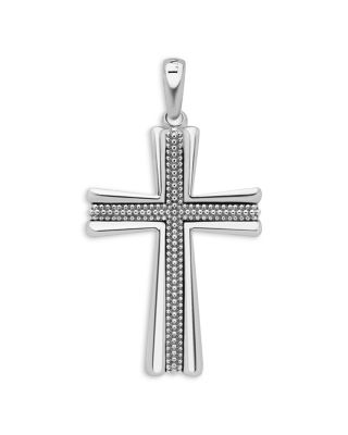 Men's 18K Yellow Gold & Sterling Silver Anthem Caviar Bead Cross Pendant - Exclusive