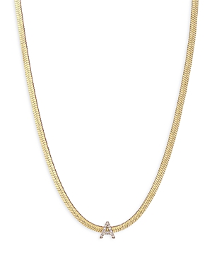 Initial Herringbone Chain Necklace in 18K Gold Plated, 12
