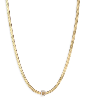 Shop Ettika Initial Herringbone Chain Necklace In 18k Gold Plated, 12 In D