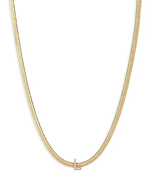 Shop Ettika Initial Herringbone Chain Necklace In 18k Gold Plated, 12 In L