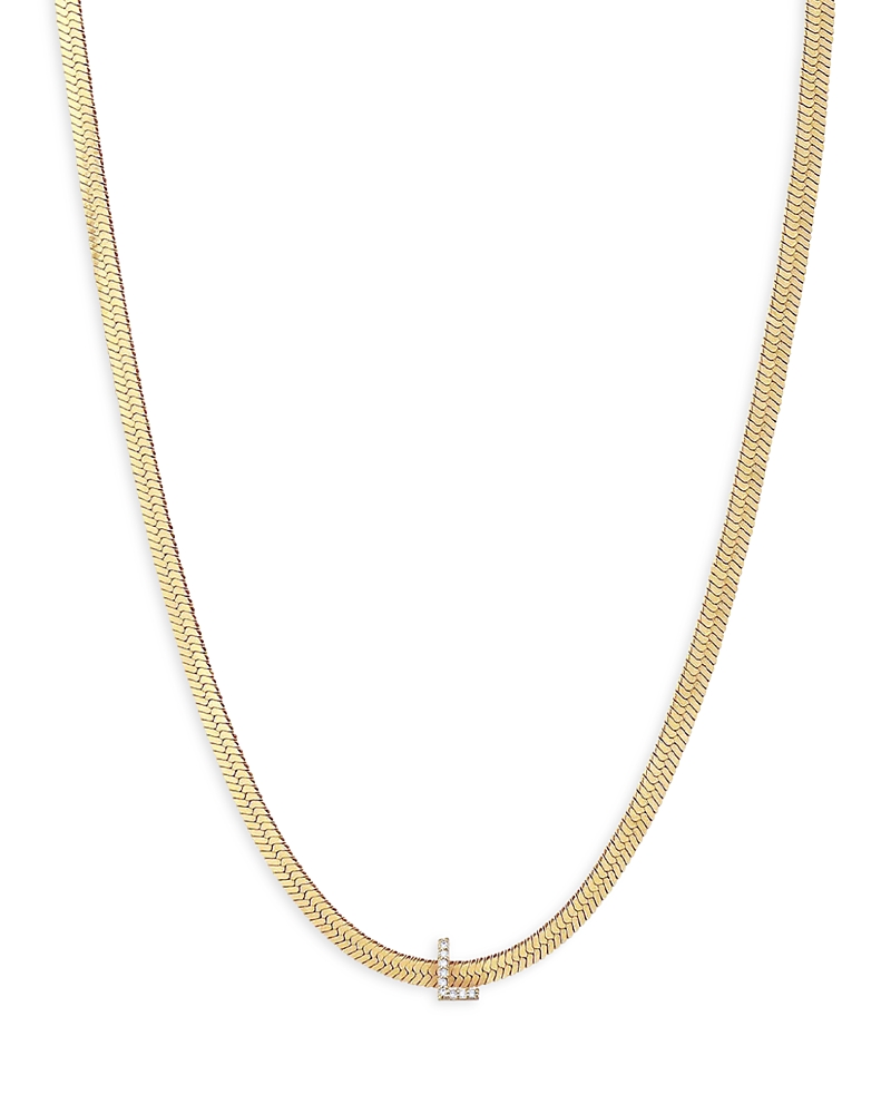 Ettika Initial Herringbone Chain Necklace In 18k Gold Plated, 12