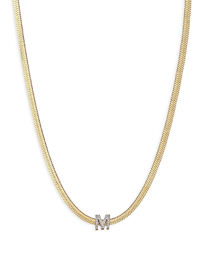 Shop Ettika Initial Herringbone Chain Necklace In 18k Gold Plated, 12 In M