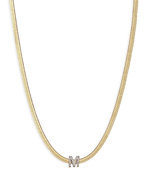 Initial Herringbone Chain Necklace in 18K Gold Plated, 12