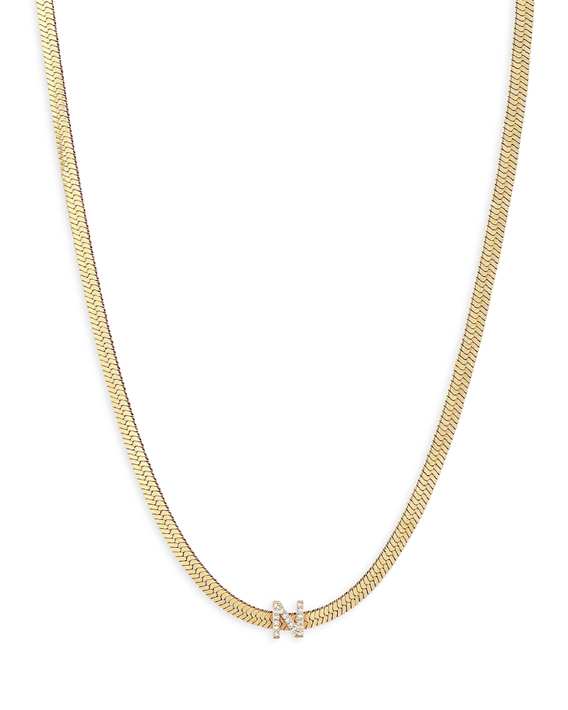 Ettika Initial Herringbone Chain Necklace In 18k Gold Plated, 12