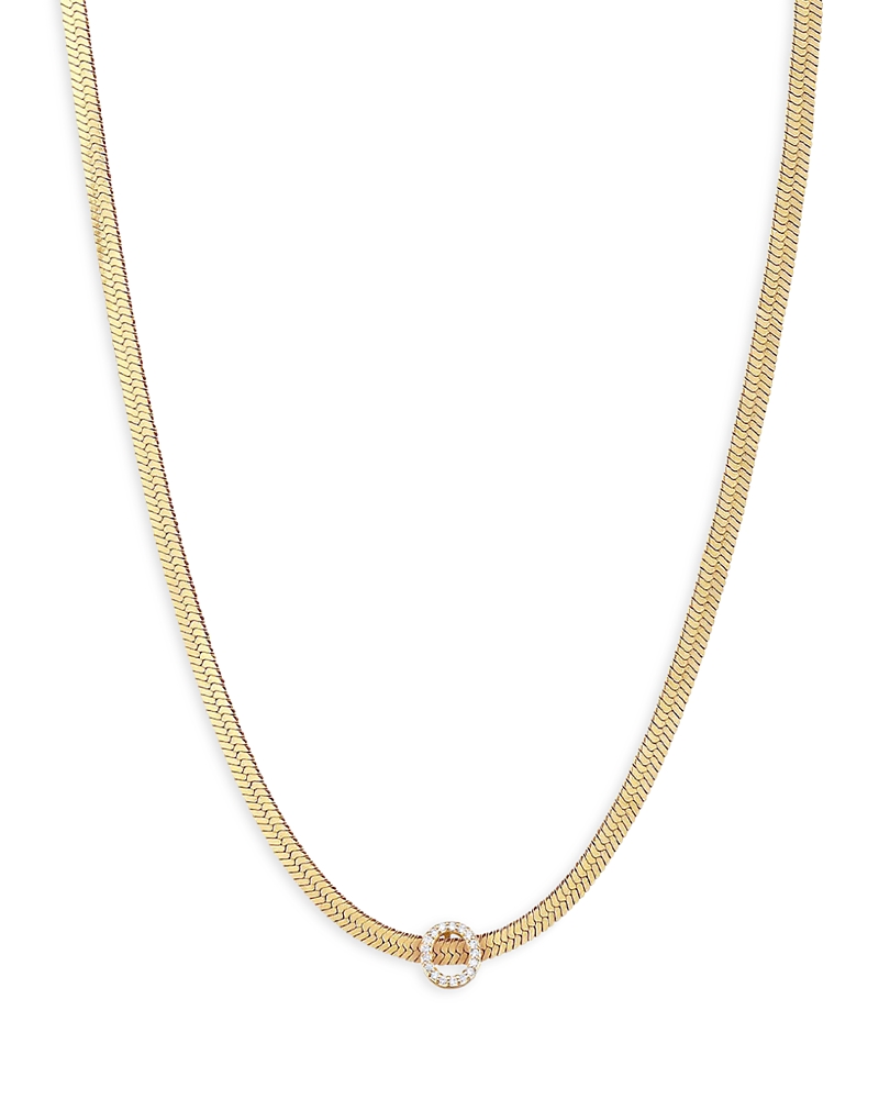 Ettika Initial Herringbone Chain Necklace In 18k Gold Plated, 12
