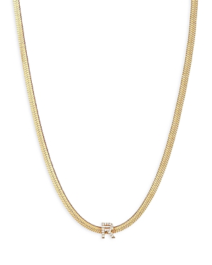 Shop Ettika Initial Herringbone Chain Necklace In 18k Gold Plated, 12 In R