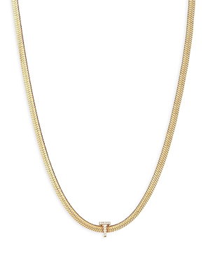 Ettika Initial Herringbone Chain Necklace In 18k Gold Plated, 12