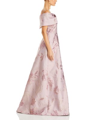 Off The Shoulder Metallic Jacquard Gown 