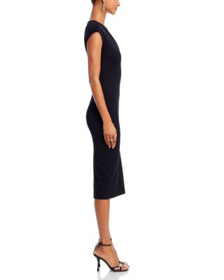 V Neck Ponte Short Sleeved Midi Dress - Exclusive