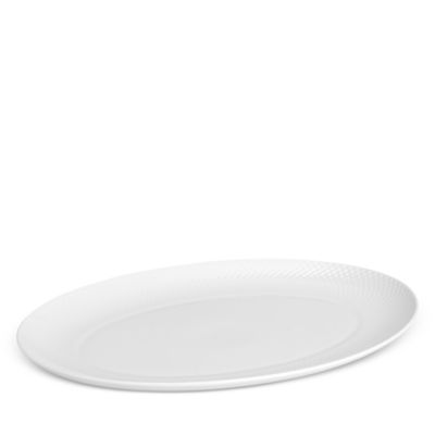 Lyngby Porcelain Rhombe Large Oval Serving Dish