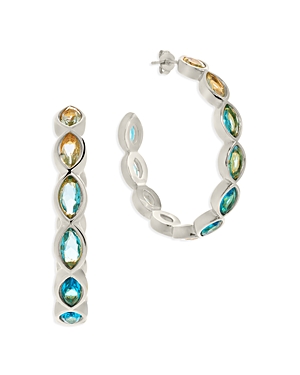 Sterling Forever Naomi Hoop Earrings In Blue/silver