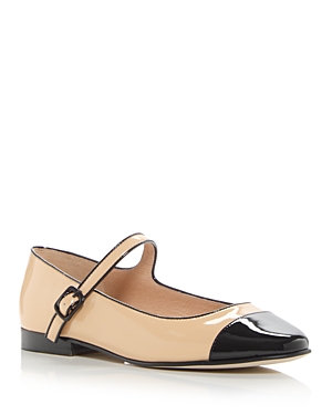 Shop Jeffrey Campbell Women's Curvet Cap Toe Mary Jane Flats In Nude Black Patent