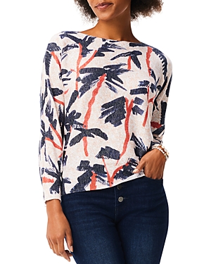 Shop Nic + Zoe Nic+zoe Painted Palms Printed Sweater In Pink Multi