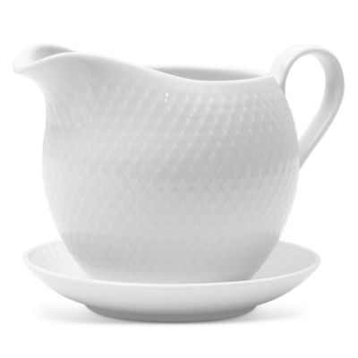 Lyngby Porcelain Rhombe Sauce Boat, White