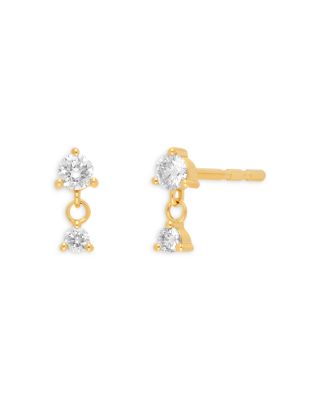 Ef Collection 14K Yellow Gold Diamond Dangle Stud Earrings