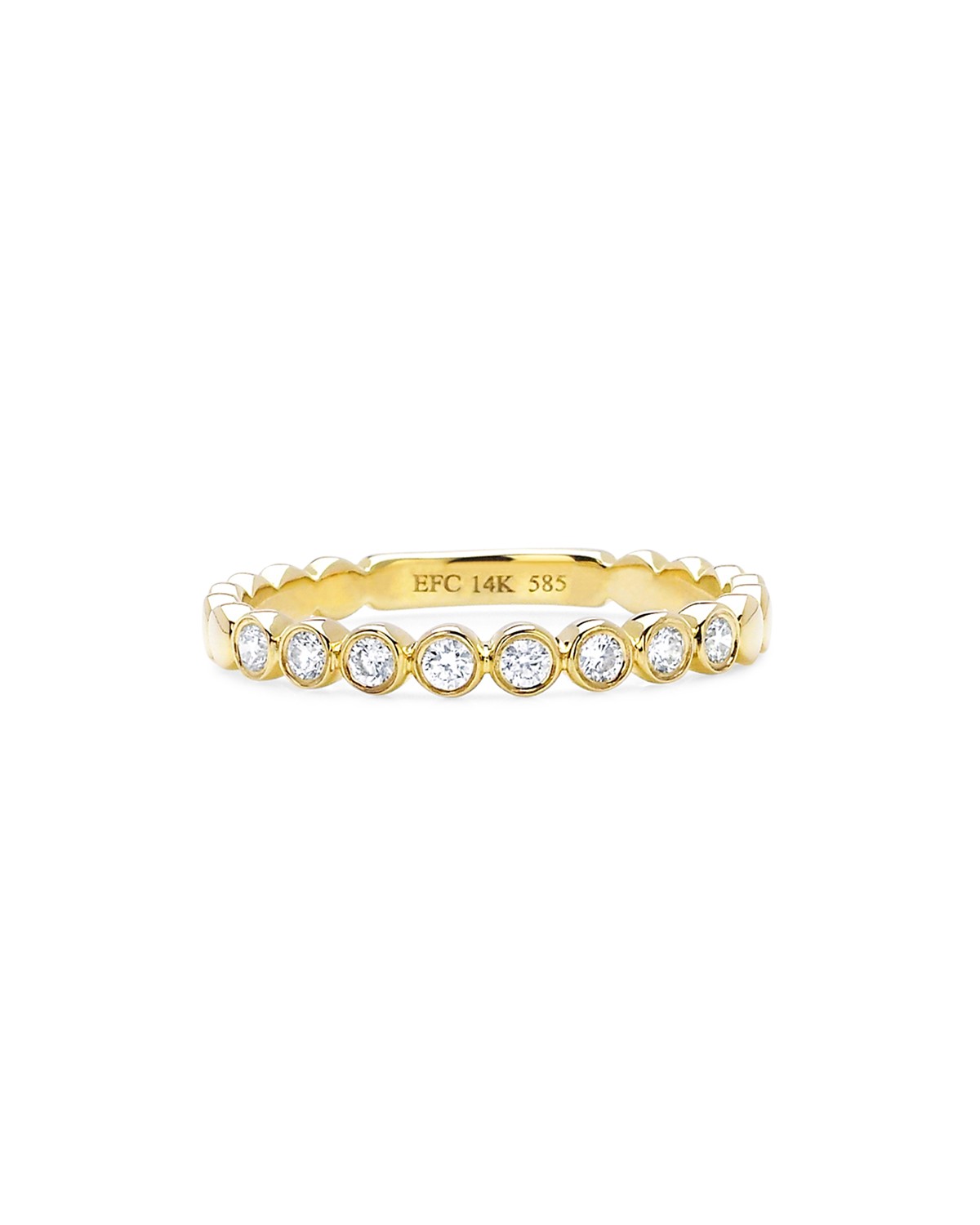 14K Yellow Gold Diamond Bezel Stack Ring