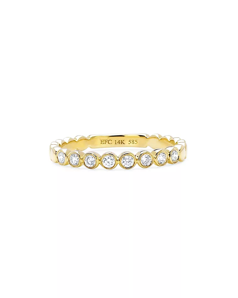 Ef Collection 14K Yellow Gold Diamond Bezel Stack Ring