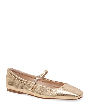 Shop Dolce Vita Women's Reyes Slip On Mary Jane Ballet Flats In Gold Distressed Leather