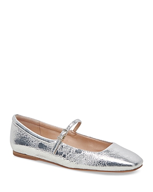 Shop Dolce Vita Women's Reyes Slip On Mary Jane Ballet Flats In Silver Distressed Leather