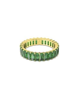 Matrix Green Baguette Crystal Stack Ring in Gold Tone