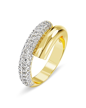 Shop Swarovski Dextera Crystal Bypass Ring In Gold